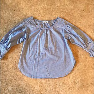 Kensie Blue and White Striped Blouse Shirt